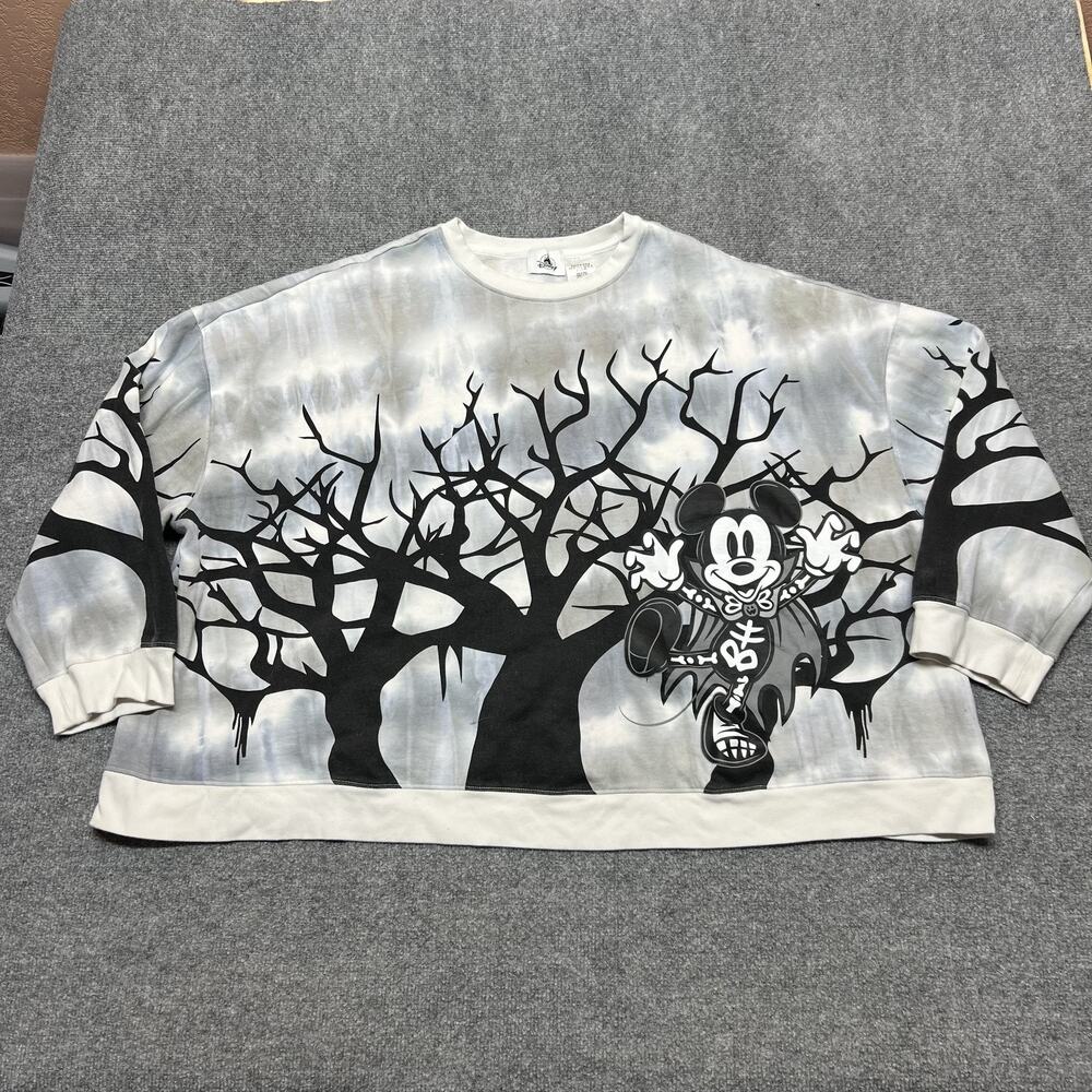 Walt Disney World Sweatshirt Womens 3X Gray Mickey Halloween Trees Graphic